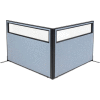 Interion® Freestanding 2-Panel Corner Room Divider w/Partial Window 60-1/4"W x 42"H Panels Blue