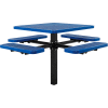 Table de pique-nique carrée™ Industrielle Mondiale de 46 pouces, en montage au sol, métal déployé, bleu