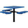 Table de pique-nique carrée industrielle™ mondiale de 46 pouces, en support au sol, conforme ADA, bleu