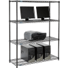 Nexel™ 4-étagère fil LAN poste informatique, 48" W x 18 H « D x 63 », noir