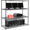 Nexel™ 4-étagère fil LAN poste informatique, 60" W x 24 H « D x 63 », noir