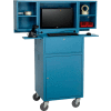 Global Industrial™ Mobile Fold-Out Computer Cabinet, bleu, non assemblé