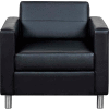 Chaise Interion® Antimicrobial Upholstered Leather Club, Noir
