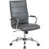 Interion® Chaise de gestion en cuir synthétique antimicrobien avec base chromée, gris