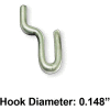 Azar Displays 700022, J Hook For Slatwall & Pegboard, 0.5"W x 1.25"L, Metal