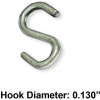 Azar Displays 700023, S Hook For Gridwall, 0.5"W x 1.25"L, Metal