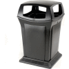 Rubbermaid® Ranger® Plastic Square Trash Can, 4 ouvertures, 45 gallons, noir