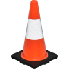 Global Industrial™ 18" Traffic Cone, Reflective, Black Base, 3 lbs
