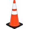Global Industrial 28" Traffic Cone, Reflective, Black Base, 7 lbs.
