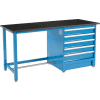 Global Industrial™ 72"Wx30"D Modular Workbench avec 5 tiroirs, Phenolic Resin Safety Edge, Bleu