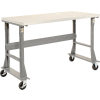 Global Industrial 60 x 30 Mobile Fixed Height Flared Leg Workbench - ESD Safety Edge Gray