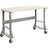Global Industrial™ 60 x 30 Mobile Fixed Height Flared Leg Workbench - ESD Square Edge Gris