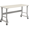 Global Industrial™ 72 x 30 Mobile Fixed Height Flared Leg Workbench - ESD Square Edge Gray