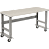 Global Industrial 72x36 Mobile Adjustable Height C-Channel Leg Workbench - ESD Safety Edge