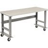 Global Industrial™ 72x36 Mobile Ajustable Height C-Channel Leg Workbench - Bord carré ESD