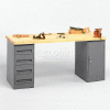 72 W" x 30 D" Pedestal Workbench 4-Drawer And Cabinet Pedestal