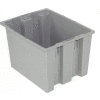 Global Industrial Stack and Nest Storage Container SNT240 No Lid 23-1/2 x 15-1/2 x 12, Gray - Pkg Qty 3