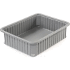 Boîte de Dandux divisible plastique empilable 50P 0114042 - 22-1/2" L x 17-1/2" W x 4-1/4 « H, gris