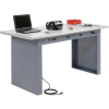 Global Industrial™ Panel Leg Workbench w/ESD Safety Edge Top &Power Apron, 60"W x 30"D, Gray