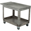 Global Industrial Tray Top Plastic Utility Cart, 2 Shelf, 44"Lx25-1/2"W, 5" Casters, Gray