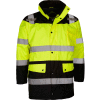 GSS sécurité Salut-visibilité classe3 Parka imperméable Jacket W/molleton doublure, noir/blanc, M