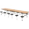 Virco® Folding Mobile Cafeteria Table with Seats - 120"L - Medium Oak Top - 12 Black Seats