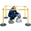 Tensabarrier® Retractable Belt Barrier, 37" Yellow Post, 7-1/2' Yellow "Caution" Belt