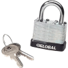 Global Industrial General Security Laminated Steel Padlock, Bumper & 2 Keys, Keyed Differently