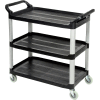 Luxor® Service Cart, Aluminum Posts, 3 Shelf, 40-1/2"Lx19-3/4"W, Black
