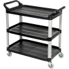 Louxor® Service Cart, Poteaux en aluminium, 3 Étagère, 40-1/2"Lx19-3/4"W, Noir