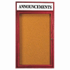 Aarco 1 Door Cherry Enclosed Bulletin Board w/ Header - 18"W x 24"H