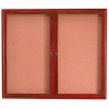 Aarco 2 Door Cherry Enclosed Bulletin Board - 60"W x 48"H