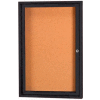 Aarco 1 Door Framed Illuminated Enclosed Bulletin Board Black Pwdr. Coat - 18"W x 24"H