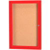 Aarco 1 Door Framed Enclosed Bulletin Board Red Powder Coat - 18"W x 24"H