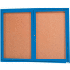 Aarco 2 Door Framed Enclosed Bulletin Board Blue Powder Coat - 48"W x 36"H