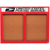 Aarco 2 Door Alum Framed Bulletin Board w/ Header, Illum Red Pc - 48"W x 36"H