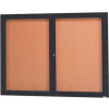 Aarco 2 Door Framed Illuminated Enclosed Bulletin Board Black Pwdr. Coat - 48"W x 36"H