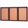 Aarco 3 Door Framed Enclosed Bulletin Board Bronzed Anod. - 72"W x 36"H