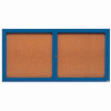Aarco 2 Door Framed Enclosed Bulletin Board Blue Powder Coat - 72"W x 36"H