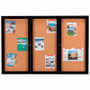 Aarco 3 Door Framed Enclosed Bulletin Board Black Powder Coat - 72"W x 48"H