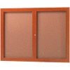 Aarco 2 Door Frame Wood Look, Oak Enclosed Bulletin Board - 48"W x 36"H