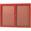 Aarco 2 Door Frame Wood Look, Cherry Enclosed Bulletin Board - 48"W x 36"H