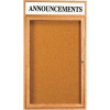 Aarco 1 Door Oak Enclosed Bulletin Board w/ Header - 24"W x 18"H