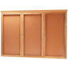 Aarco 3 Door Red Oak Bulletin Board w/ Crown Molding - 72"W x 48"H