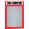 Aarco 1 Door Enclosed Alum Framed Bulletin Board w/ Header, Illum Red Pc - 18"W x 24"H