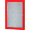 Aarco 1 Door Aluminum Framed Enclosed Bulletin Board Red Powder Coat - 24"W x 36"H