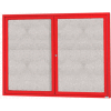 Aarco 2 Door Alum Framed Illum Enclosed Bulletin Board Red Powder Coat - 60"W x 48"H