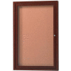 Aarco 1 Door Aluminum Frame Wood Look, Walnut Enclosed Bulletin Board - 18"W x 24"H