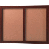 Aarco 2 Door Aluminum Frame Wood Look, Walnut Enclosed Bulletin Board - 48"W x 36"H
