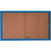 Aarco 2 Door Aluminum Framed Bulletin Boards w/ Sliding Door Blue Pc - 60"W x 36"H